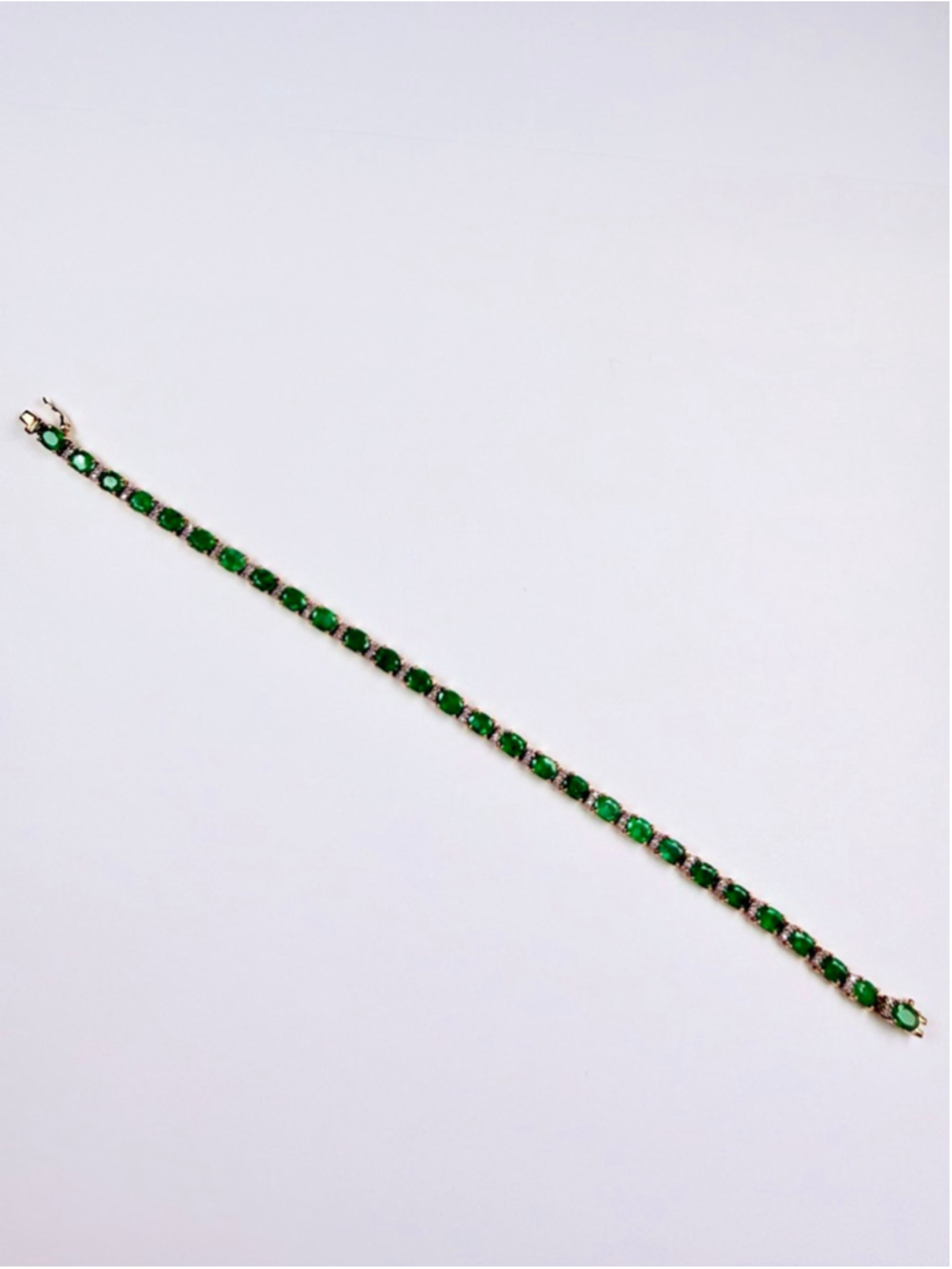 14K Solid Yellow Gold EFFY Colombian Emerald & Diamond Tennis Bracelet $7250 - Picture 7 of 11